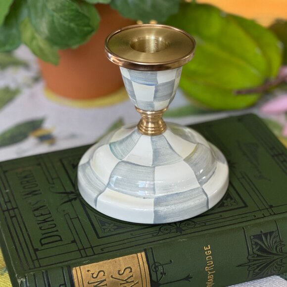 *MacKenzie-Childs Sterling Check Short Candlestick -NEW - Picture 7 of 14